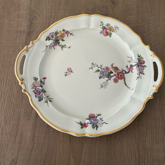 Limoges Other - Bernardaud Limoges Bengali Pattern 11.5" Handled Cake Plate France pheasant